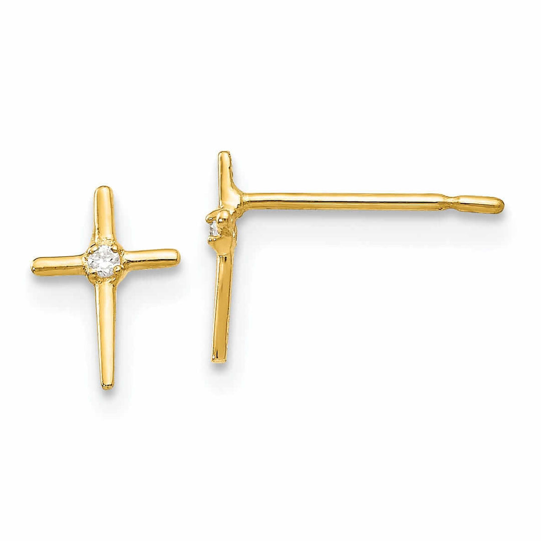 Lovely Rita's Earrings 14k Madi K CZ Childrens Cross Post Earrings