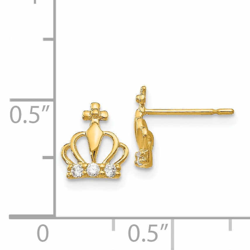 Lovely Rita's Earrings 14k Madi K CZ Childrens Crown Post Earrings