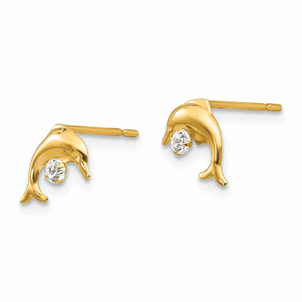 Lovely Rita's Earrings 14k Madi K CZ Childrens Dolphin Post Earrings