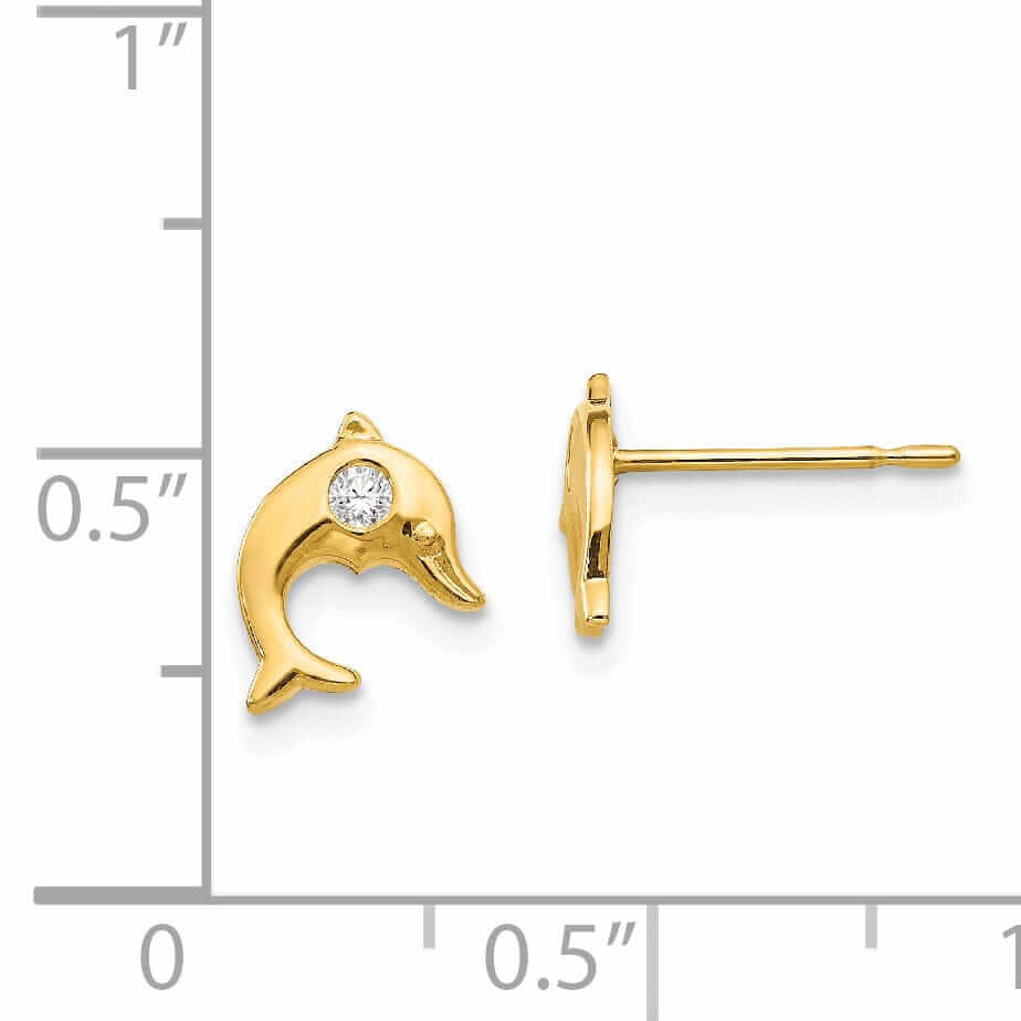 Lovely Rita's Earrings 14k Madi K CZ Childrens Dolphin Post Earrings