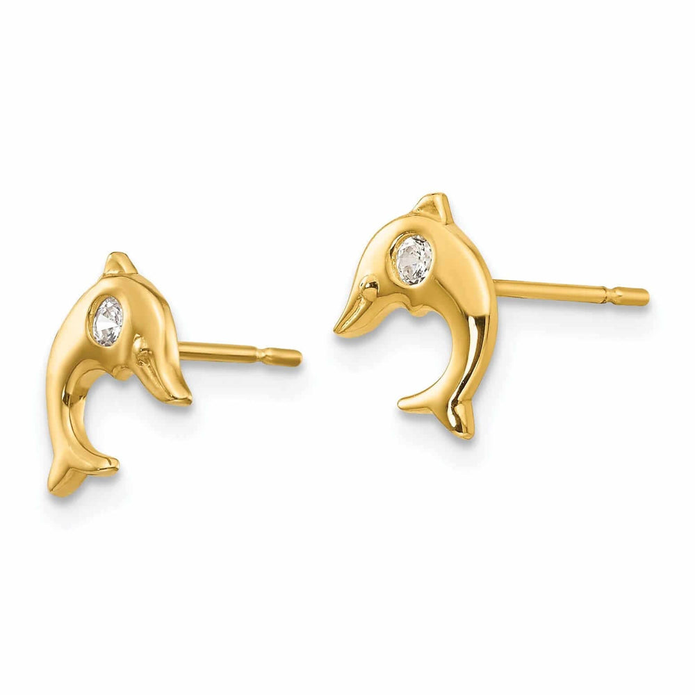 Lovely Rita's Earrings 14k Madi K CZ Childrens Dolphin Post Earrings