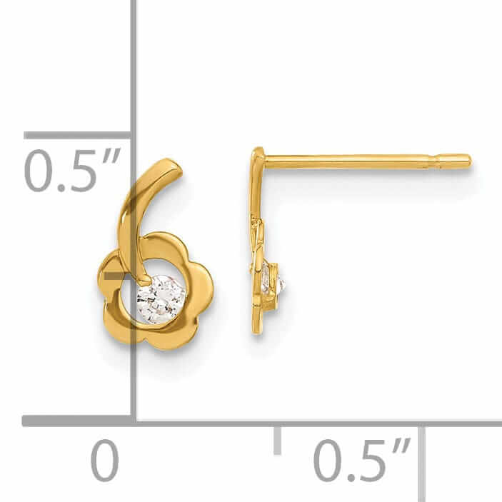 Lovely Rita's Earrings 14k Madi K CZ Childrens Flower Post Earrings