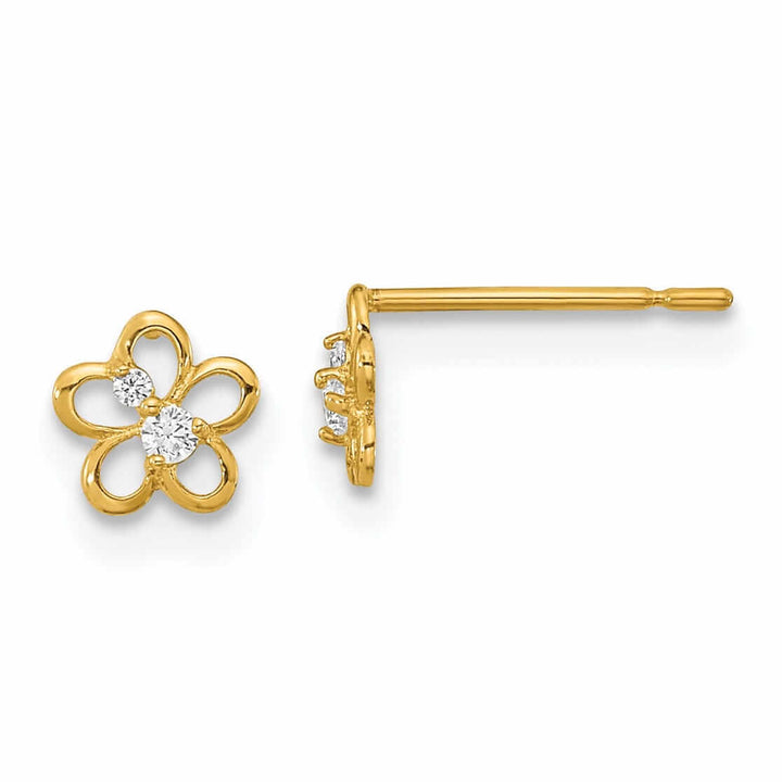 Lovely Rita's Earrings 14k Madi K CZ Childrens Flower Post Earrings