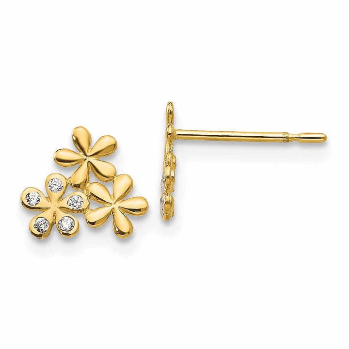 Lovely Rita's Earrings 14k Madi K CZ Childrens Flower Post Earrings