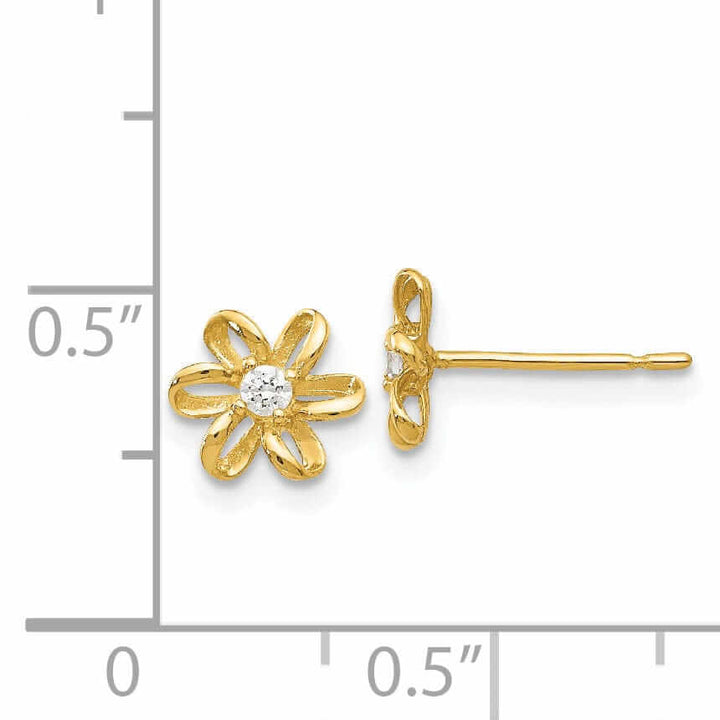 Lovely Rita's Earrings 14k Madi K CZ Childrens Flower Post Earrings