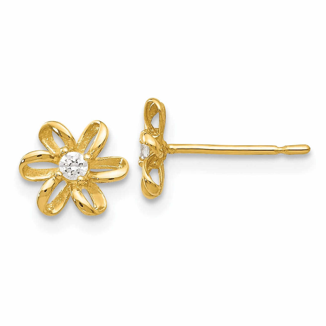 Lovely Rita's Earrings 14k Madi K CZ Childrens Flower Post Earrings