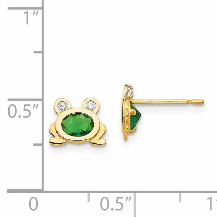 Lovely Rita's Earrings 14k Madi K CZ Childrens Frog Post Earrings
