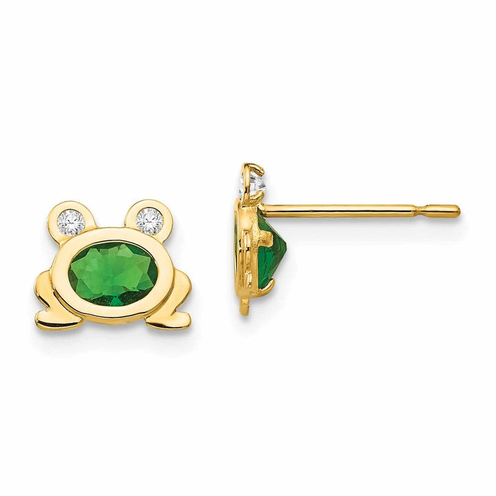 Lovely Rita's Earrings 14k Madi K CZ Childrens Frog Post Earrings