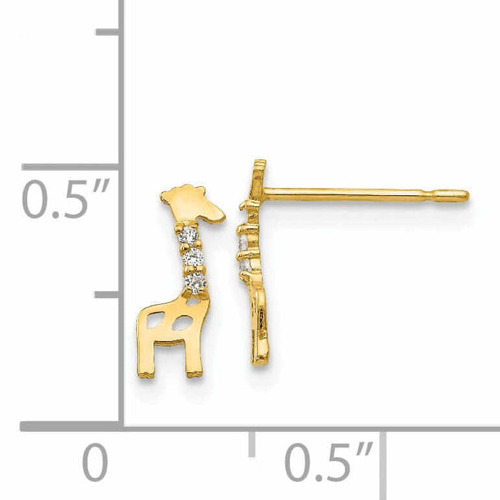 Lovely Rita's Earrings 14k Madi K CZ Childrens Giraffe Post Earrings