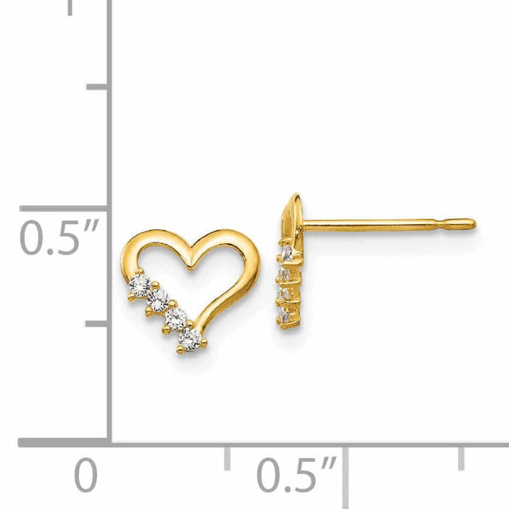 Lovely Rita's Earrings 14k Madi K CZ Childrens Heart Post Earrings