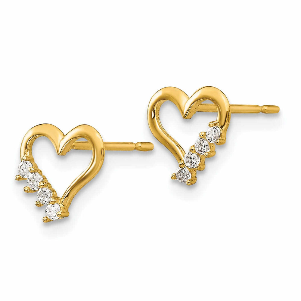Lovely Rita's Earrings 14k Madi K CZ Childrens Heart Post Earrings