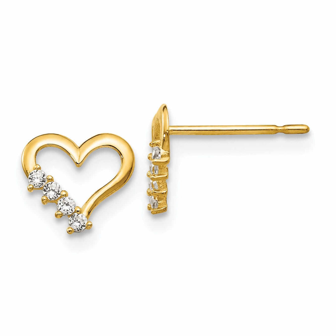 Lovely Rita's Earrings 14k Madi K CZ Childrens Heart Post Earrings