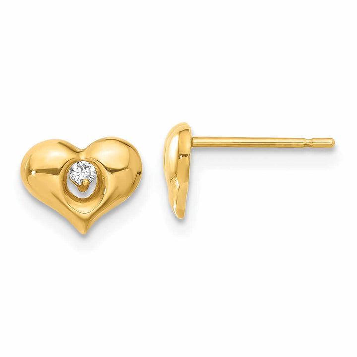 Lovely Rita's Earrings 14k Madi K CZ Childrens Heart Post Earrings