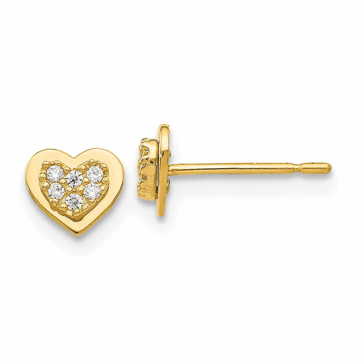 Lovely Rita's Earrings 14k Madi K CZ Childrens Heart Post Earrings