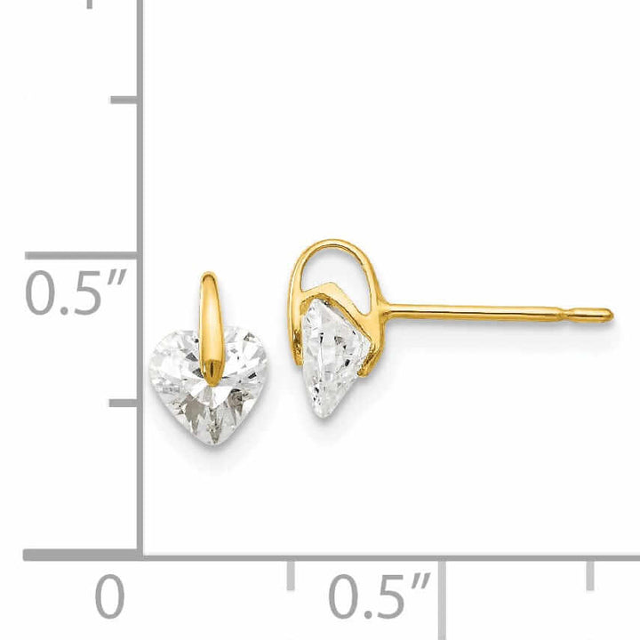Lovely Rita's Earrings 14k Madi K CZ Childrens Heart Post Earrings