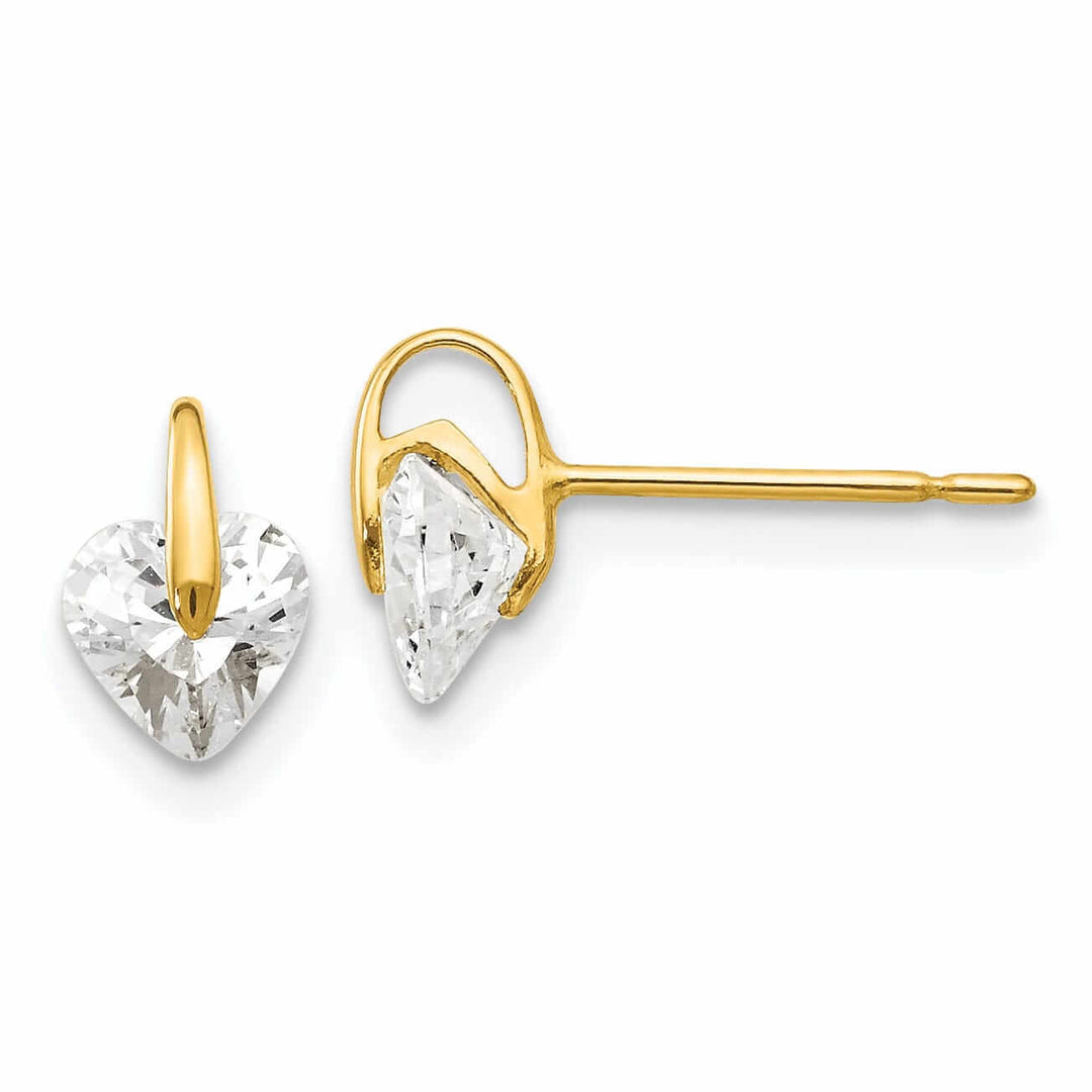Lovely Rita's Earrings 14k Madi K CZ Childrens Heart Post Earrings