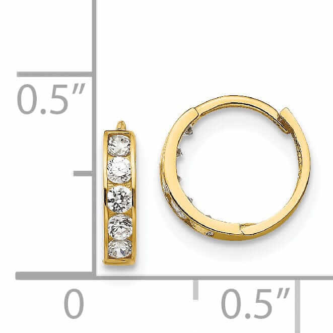 Lovely Rita's Earrings 14k Madi K CZ Childrens Hinged Hoop Earrings