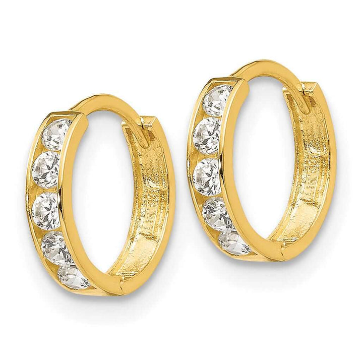 Lovely Rita's Earrings 14k Madi K CZ Childrens Hinged Hoop Earrings
