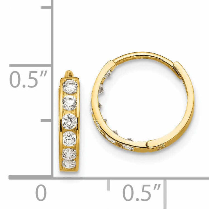 Lovely Rita's Earrings 14k Madi K CZ Childrens Hinged Hoop Earrings