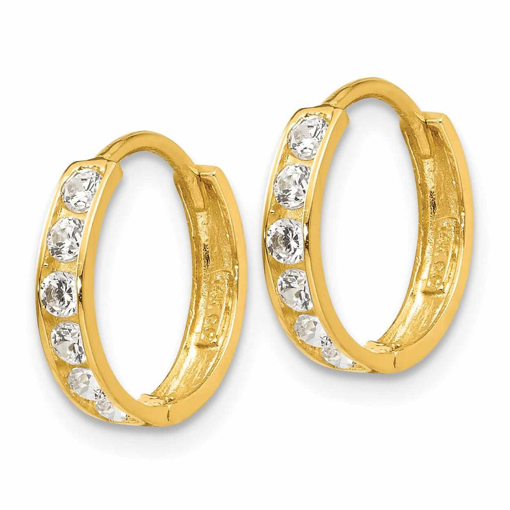 Lovely Rita's Earrings 14k Madi K CZ Childrens Hinged Hoop Earrings