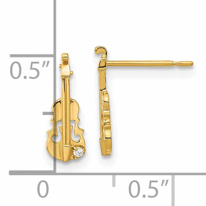 Lovely Rita's Earrings 14k Madi K CZ Childrens Violin Post Earrings