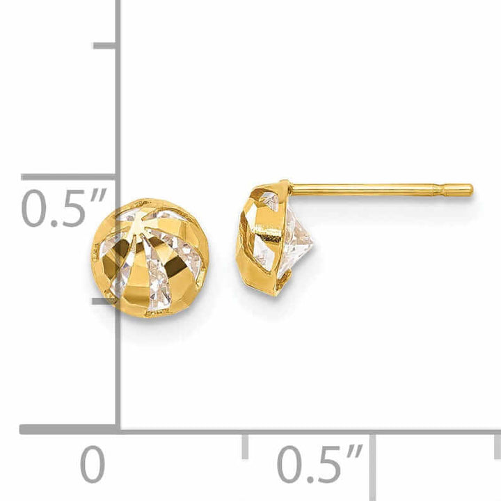 Lovely Rita's Earrings 14k Madi K CZ Half Round Ball Post Earrings