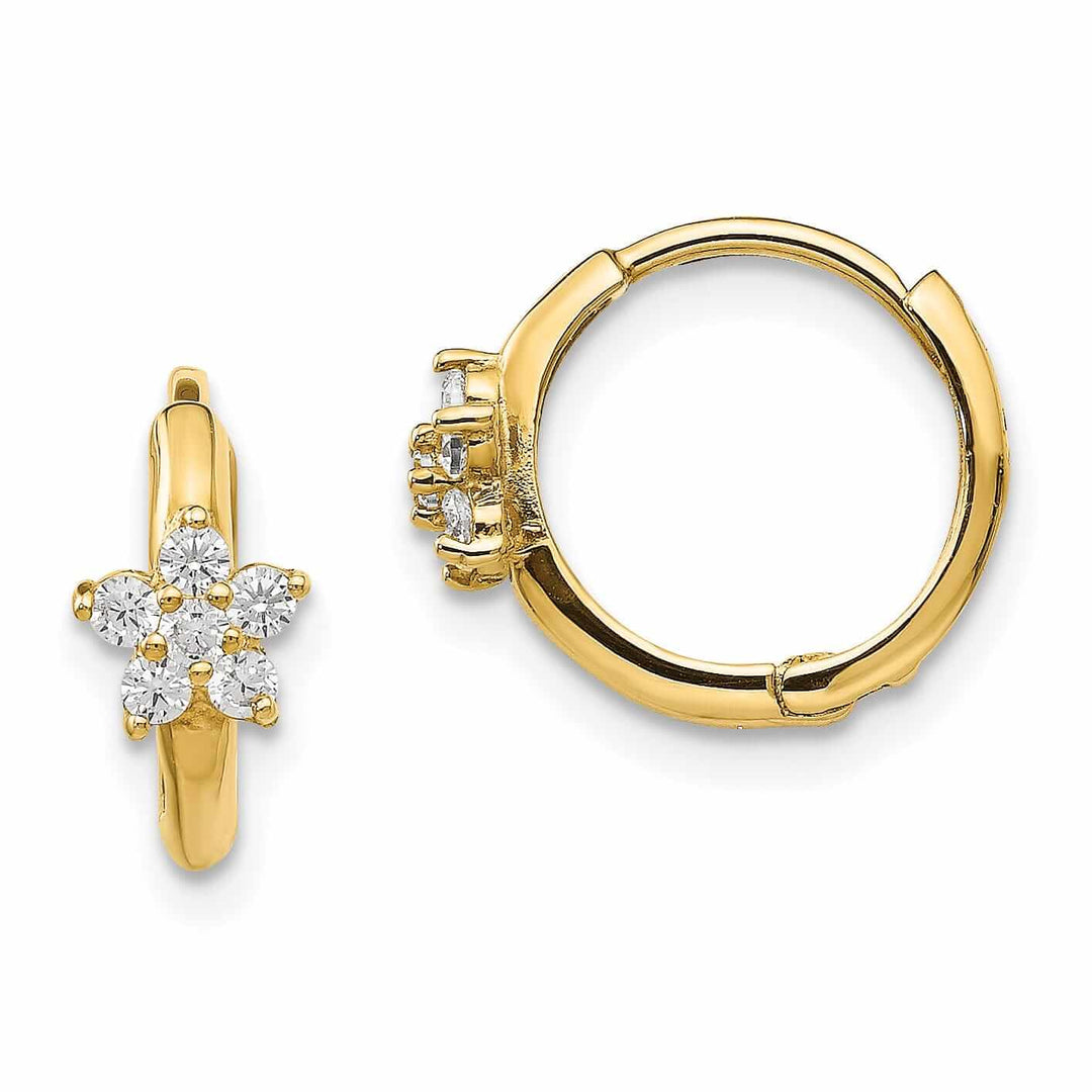 Lovely Rita's Earrings 14k Madi K Flower Hinged Hoop Earrings