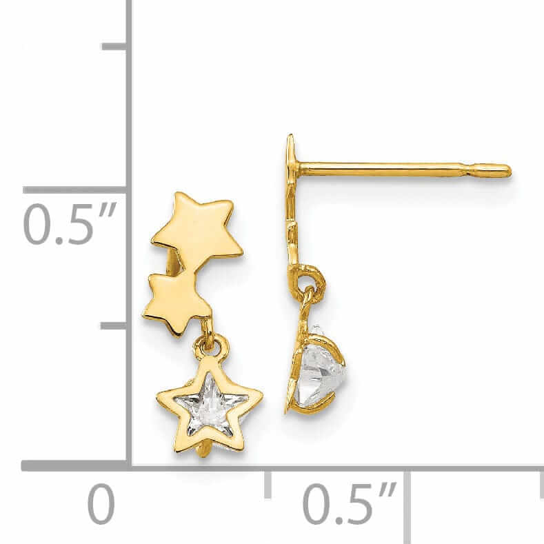 Lovely Rita's Earrings 14k Madi K Star C.Z Dangle Post Earrings