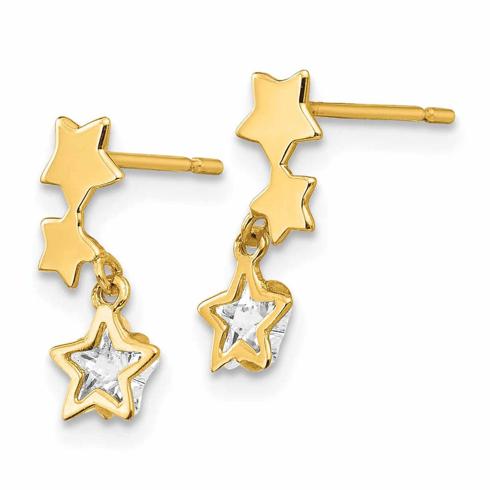 Lovely Rita's Earrings 14k Madi K Star C.Z Dangle Post Earrings