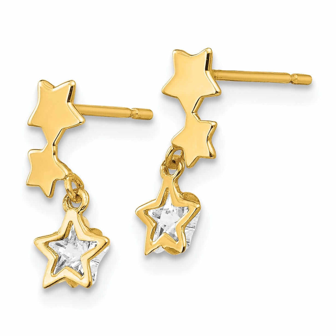Lovely Rita's Earrings 14k Madi K Star C.Z Dangle Post Earrings