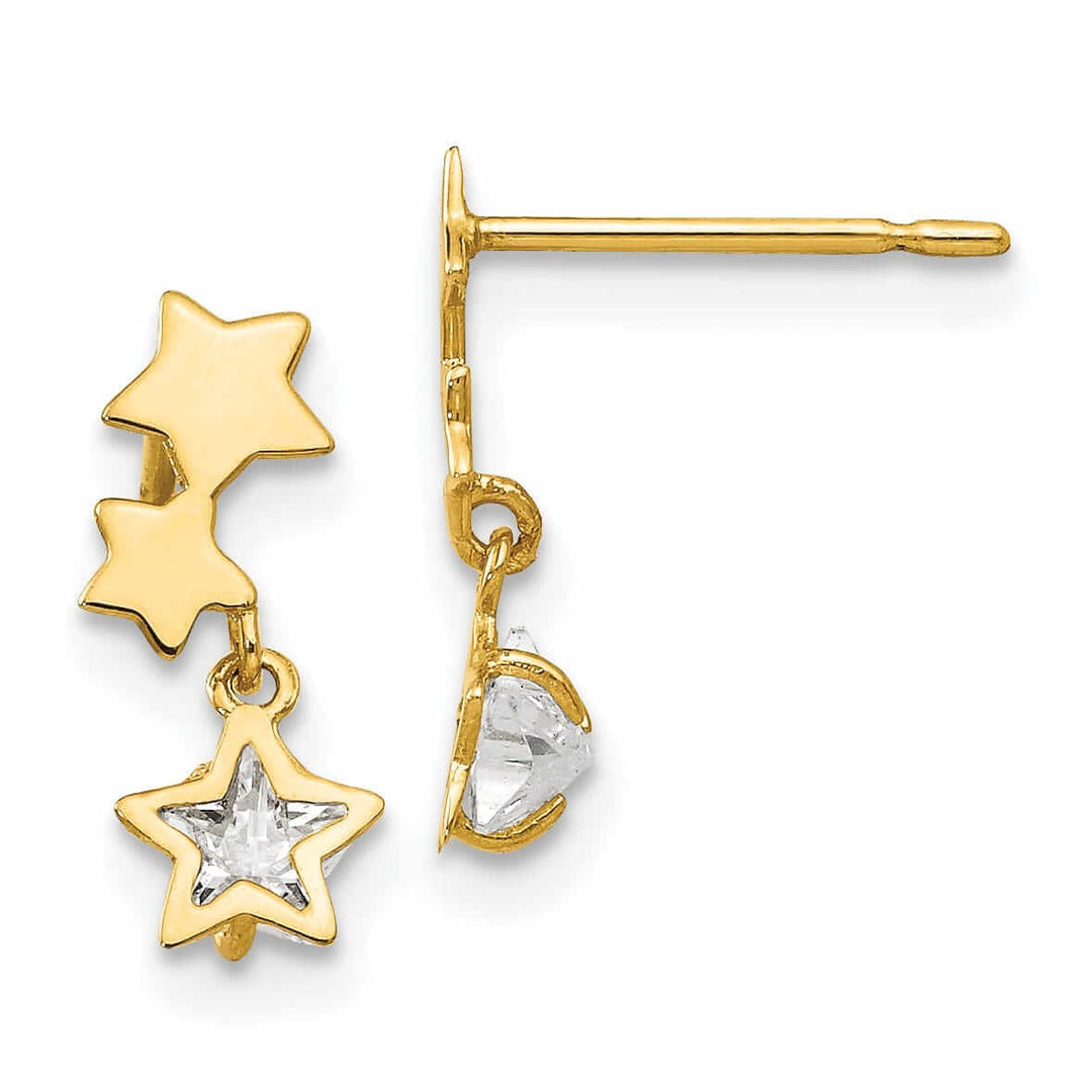 Lovely Rita's Earrings 14k Madi K Star C.Z Dangle Post Earrings