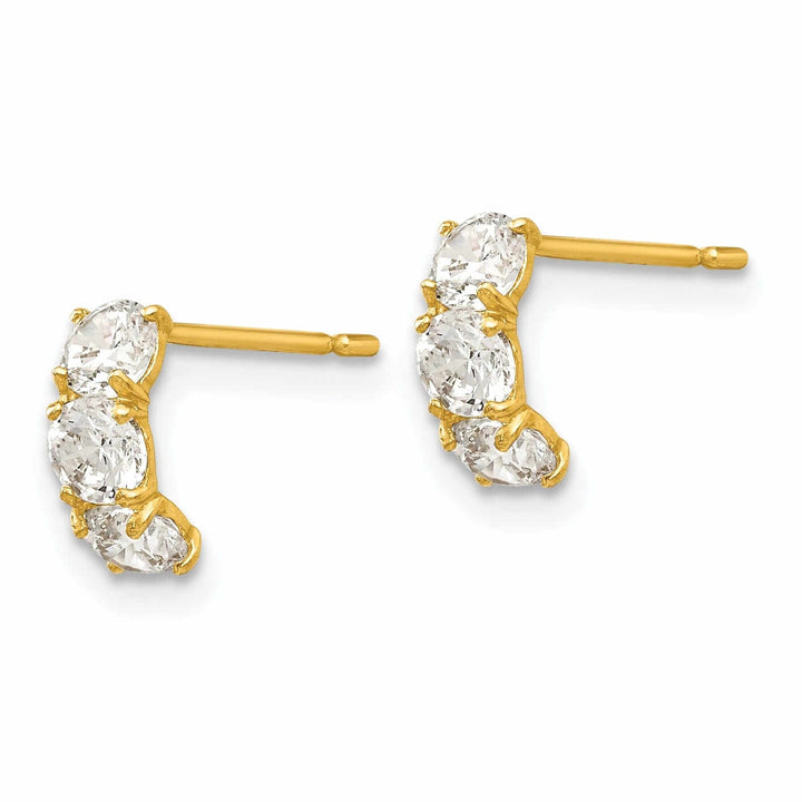 Lovely Rita's Earrings 14k Madi K Three Stone Post Earrings