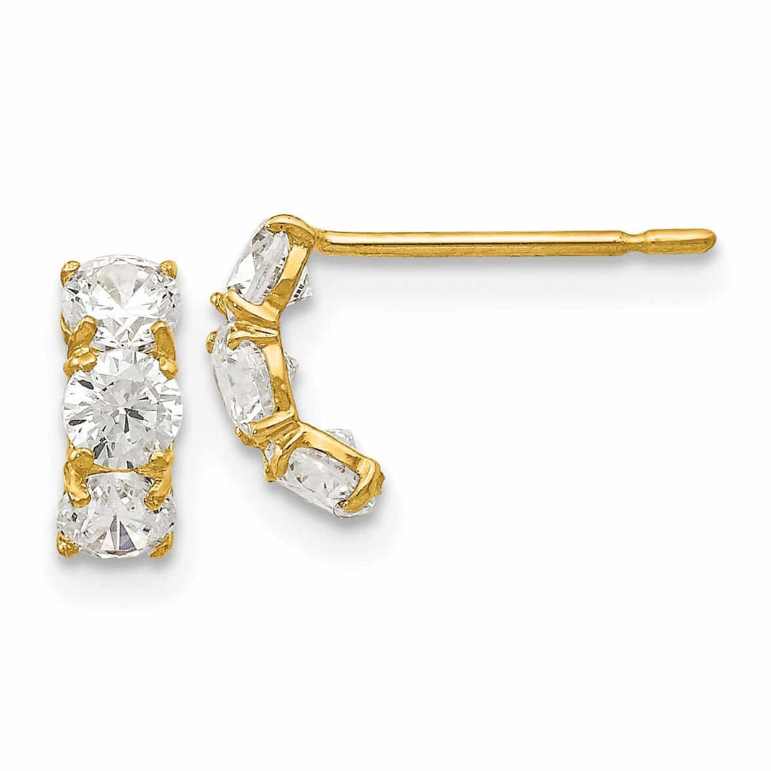 Lovely Rita's Earrings 14k Madi K Three Stone Post Earrings