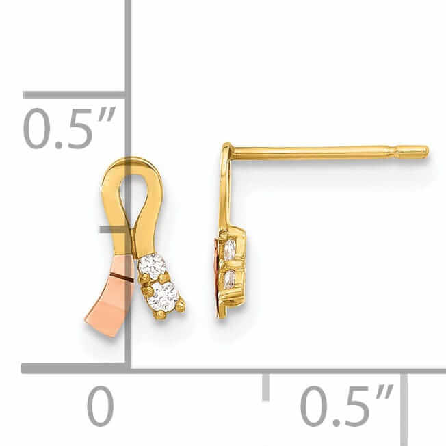 Lovely Rita's Earrings 14k Madi K Yellow Rose Gold Ribbon Earrings
