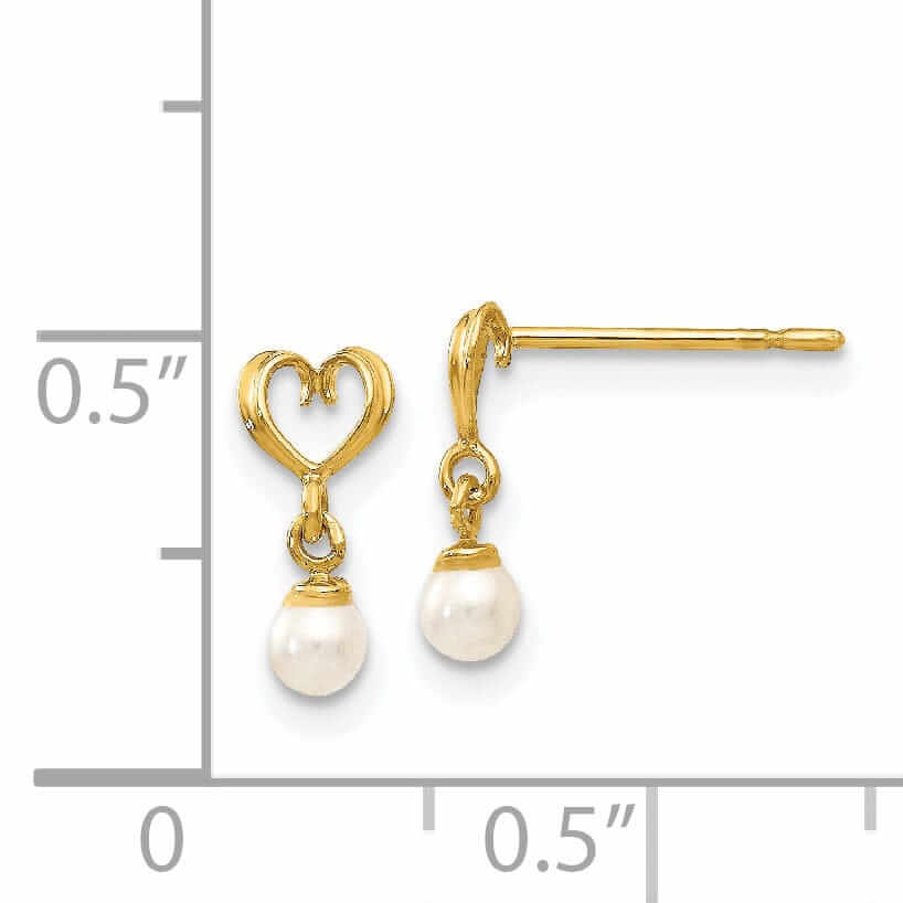 Lovely Rita's Earrings 14k Pearl Heart Dangle Post Earrings