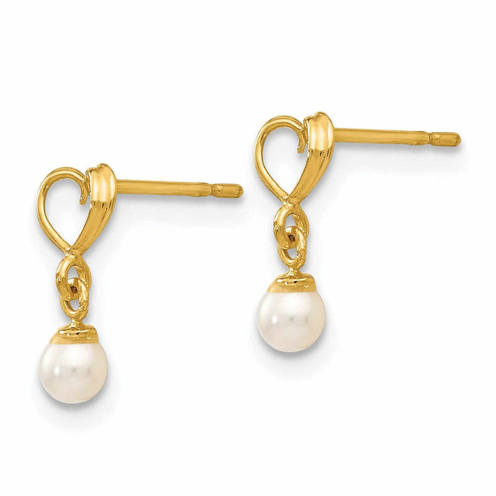 Lovely Rita's Earrings 14k Pearl Heart Dangle Post Earrings