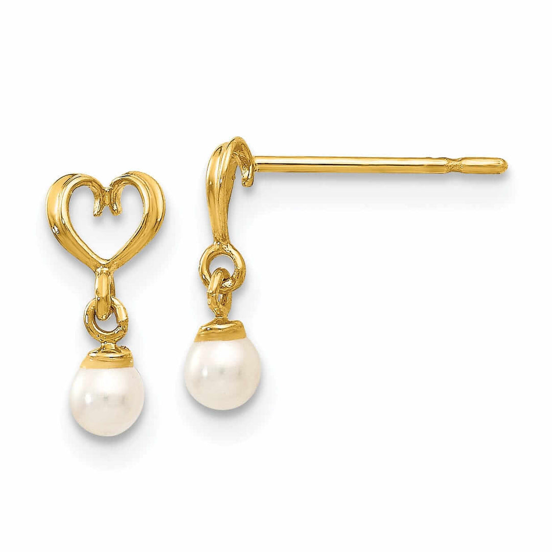 Lovely Rita's Earrings 14k Pearl Heart Dangle Post Earrings