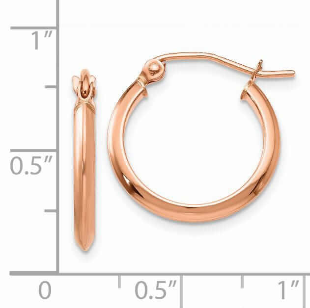 Lovely Rita's Earrings 14k Rose Gold 2.5MM Knife Edge Hoop Earrings