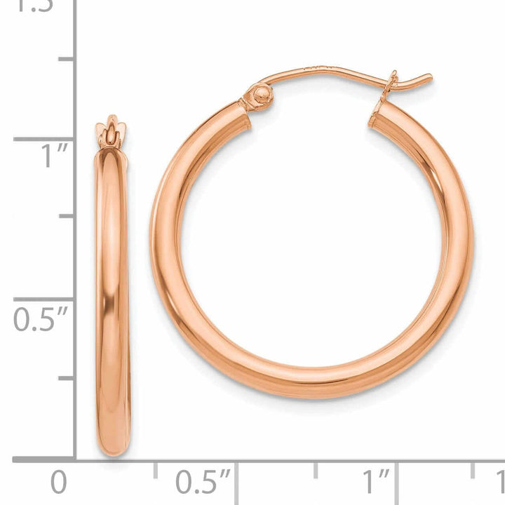 Lovely Rita's Earrings 14k Rose Gold 2.5MM Polished Hoop Earrings