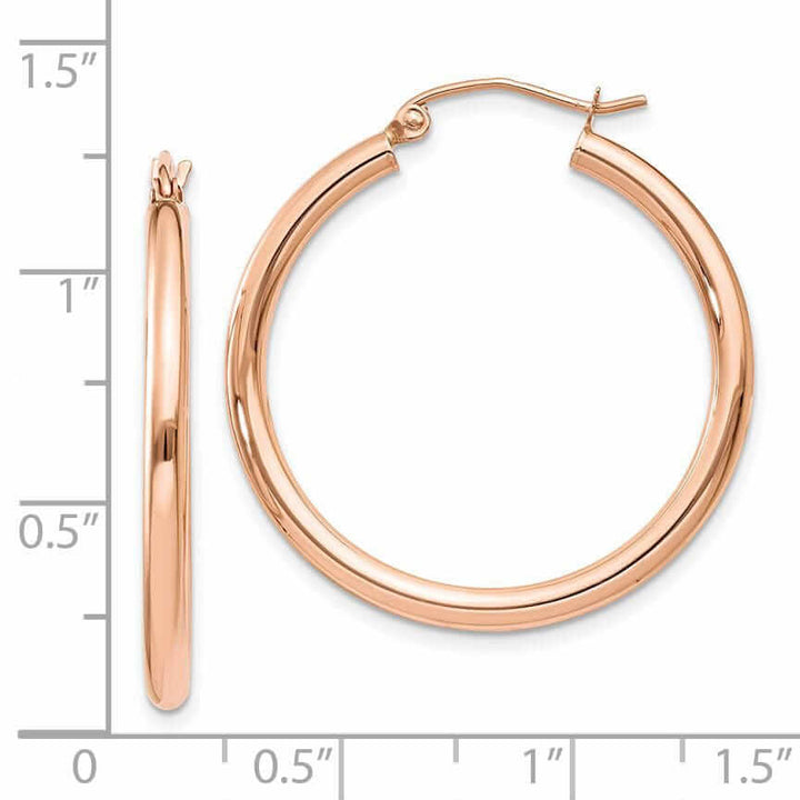 Lovely Rita's Earrings 14k Rose Gold 2.5MM Polished Hoop Earrings