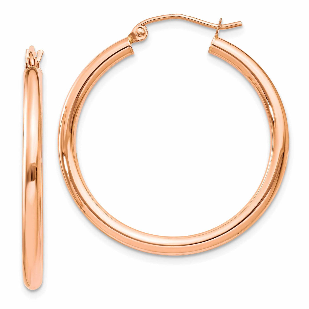 Lovely Rita's Earrings 14k Rose Gold 2.5MM Polished Hoop Earrings