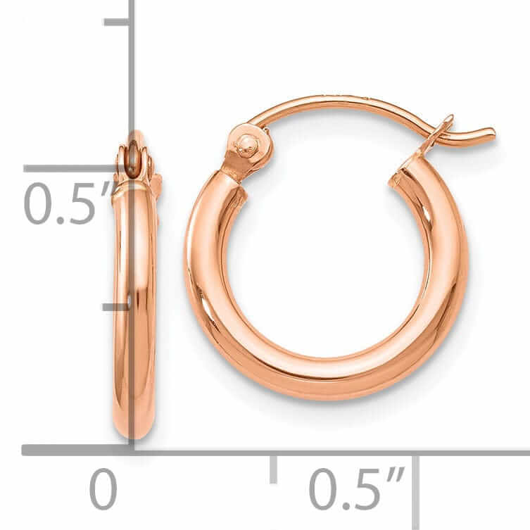Lovely Rita's Earrings 14k Rose Gold 2mm Hoop Earrings
