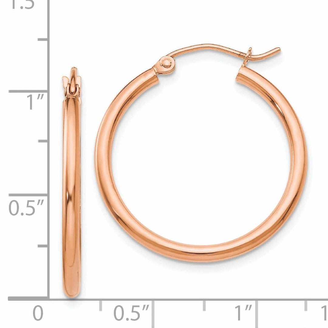 Lovely Rita's Earrings 14k Rose Gold 2MM Polished Hoop Earrings