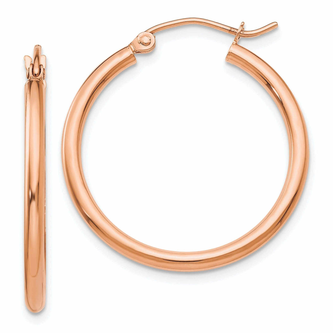 Lovely Rita's Earrings 14k Rose Gold 2MM Polished Hoop Earrings