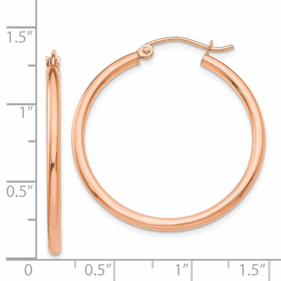 Lovely Rita's Earrings 14k Rose Gold 2MM Polished Hoop Earrings