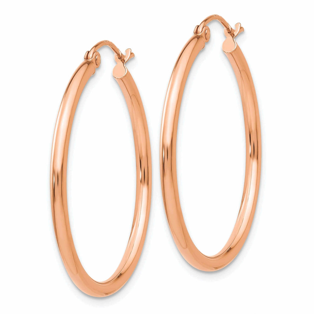 Lovely Rita's Earrings 14k Rose Gold 2MM Polished Hoop Earrings