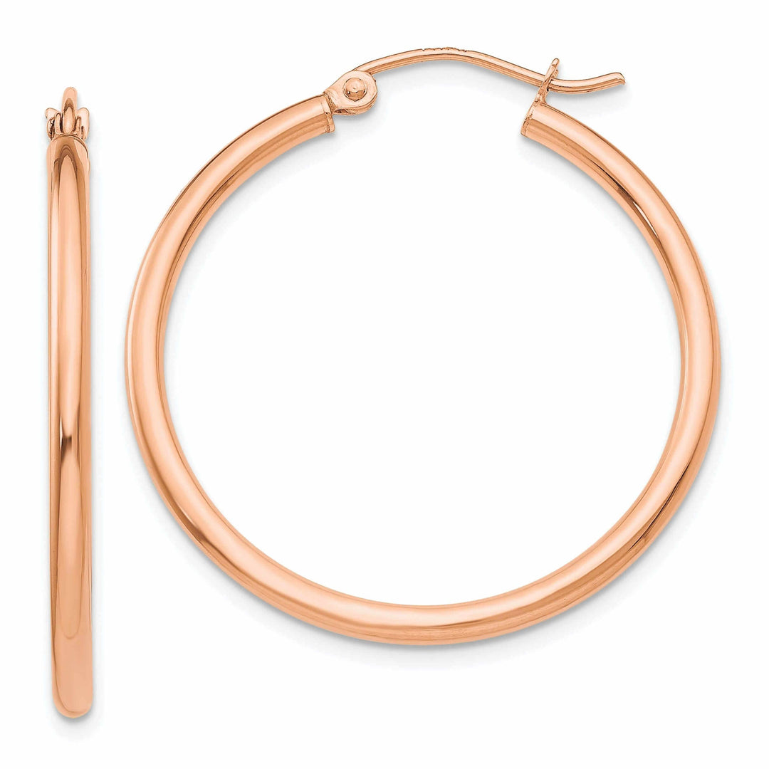 Lovely Rita's Earrings 14k Rose Gold 2MM Polished Hoop Earrings
