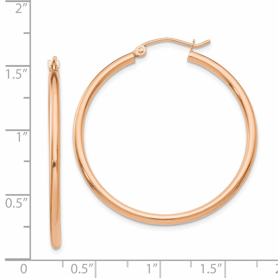 Lovely Rita's Earrings 14k Rose Gold 2MM Polished Hoop Earrings