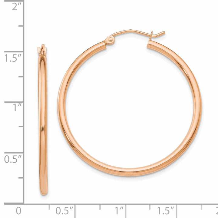 Lovely Rita's Earrings 14k Rose Gold 2MM Polished Hoop Earrings