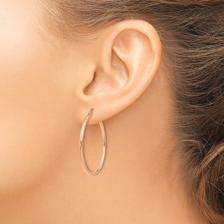 Lovely Rita's Earrings 14k Rose Gold 2MM Polished Hoop Earrings